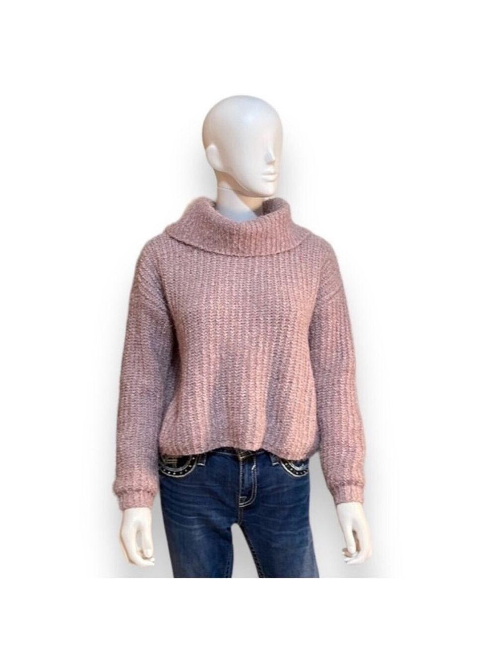 Pink Cropped Sweater Junior’s Size Small Hippie Rose - Picture 4 of 6